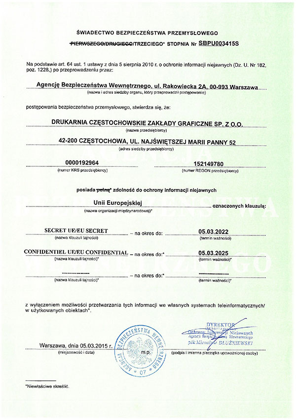 UE Certyfikat