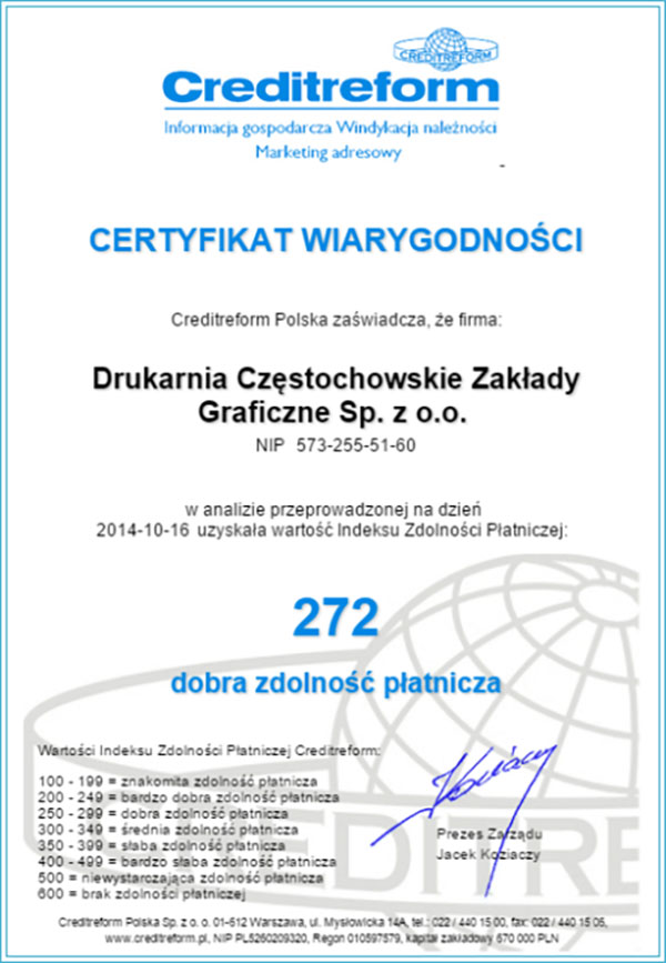 Certyfikat Wiarygodności